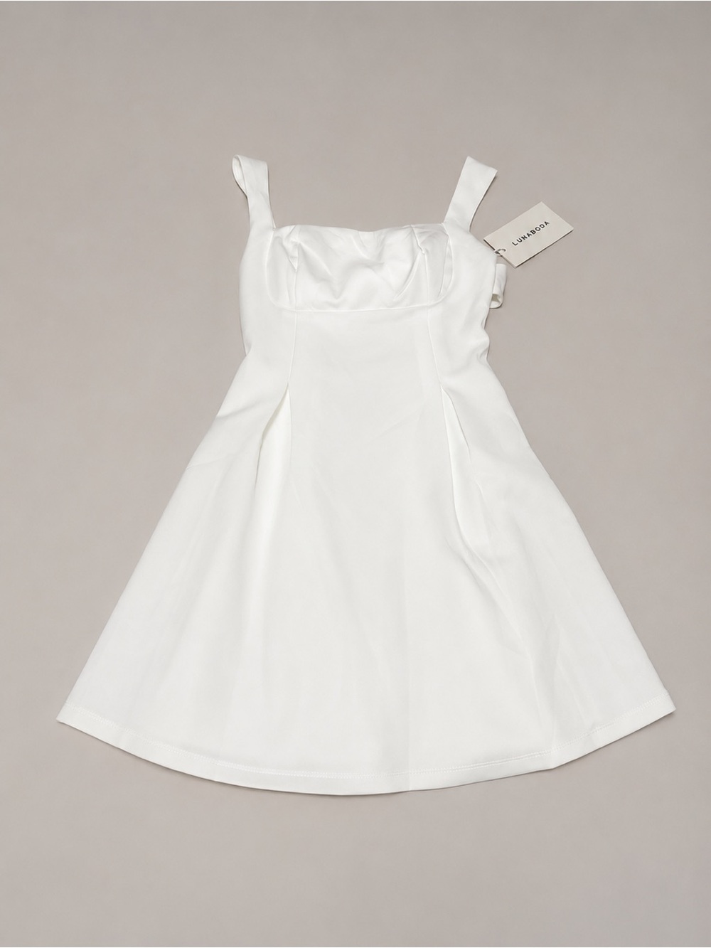 Classic White Mini Sundress with Square Neck